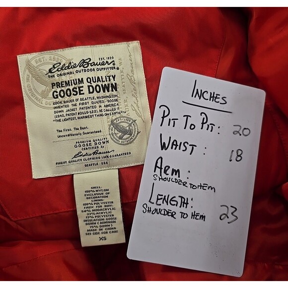 Eddie Bauer Premium Goose Down Puffer Vest Womens XS Thick Red Faux Fur Trim - Picture 5 of 8